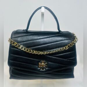 Tory Burch Black Small Kira Chevron Top-Handle Bag